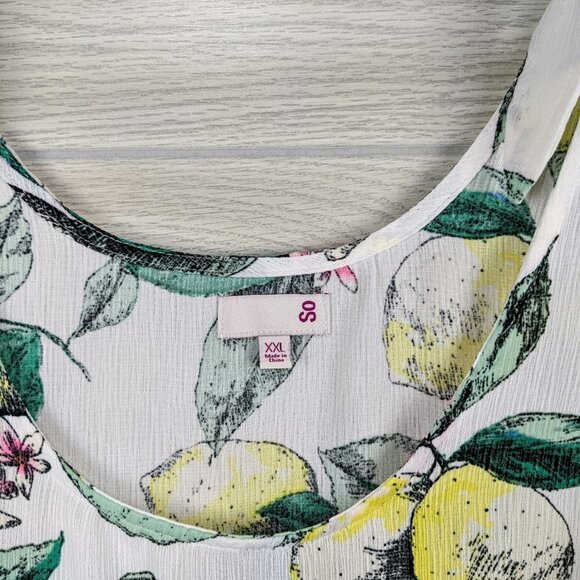 NWT Lemon Print Tie Shoulder Top XXL - Picture 2 of 5